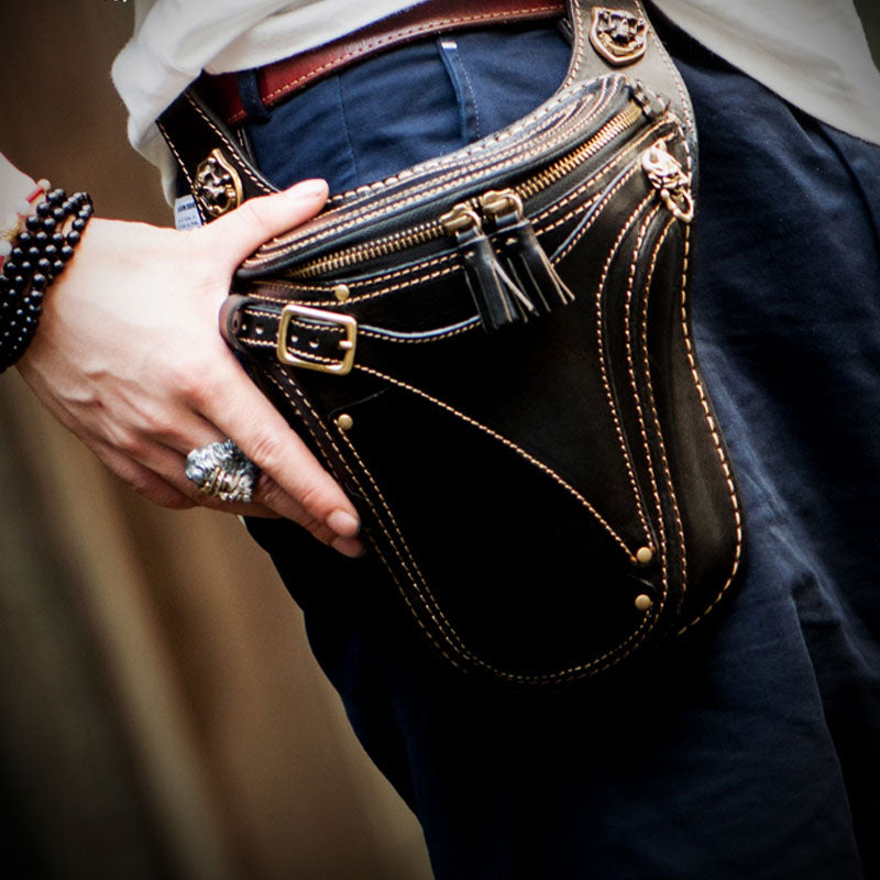 Leather Belt Pouch Mens Small Cases Waist Bag Hip Pack Belt Bag Fanny Pack Bumbag for Men