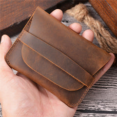 Vintage Brown Leather Men's Coin Holder Black Card Wallet Slim billfold Wallet For Men - iwalletsmen