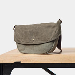 Canvas Mens Small Side Bags Green Canvas Saddle Messenger Bags Canvas Courier Bag for Men - iwalletsmen