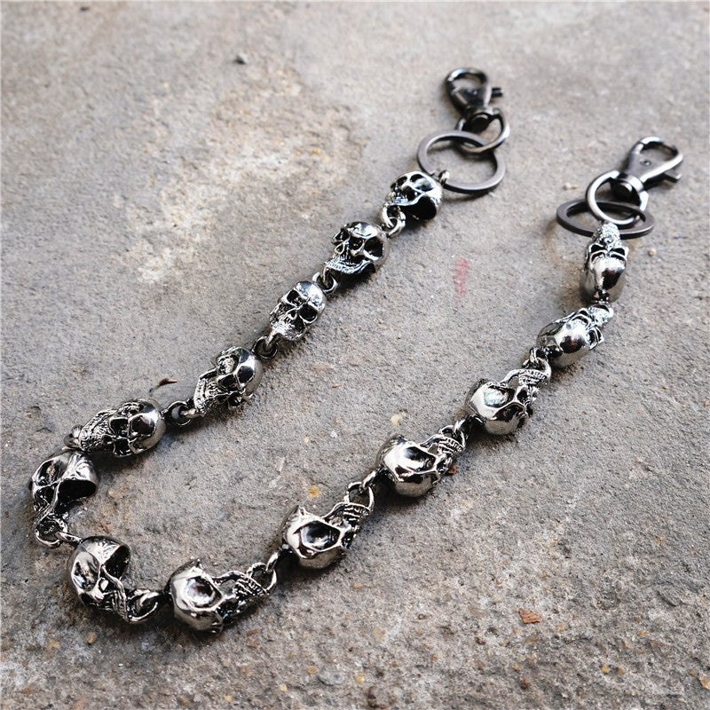  Pants Chain Men's Three Chain Skull Motorcyclist 3 Layer Waist  Punk Hook Silver Pants Belt Chain Po (Metal Color : 3) () : Clothing, Shoes  & Jewelry