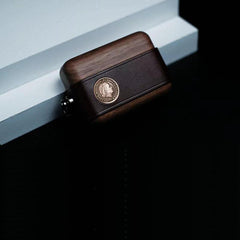 Handmade Black Leather Cherrywood AirPods Pro Case Custom Black Leather AirPods Pro Case Airpod Case Cover - iwalletsmen