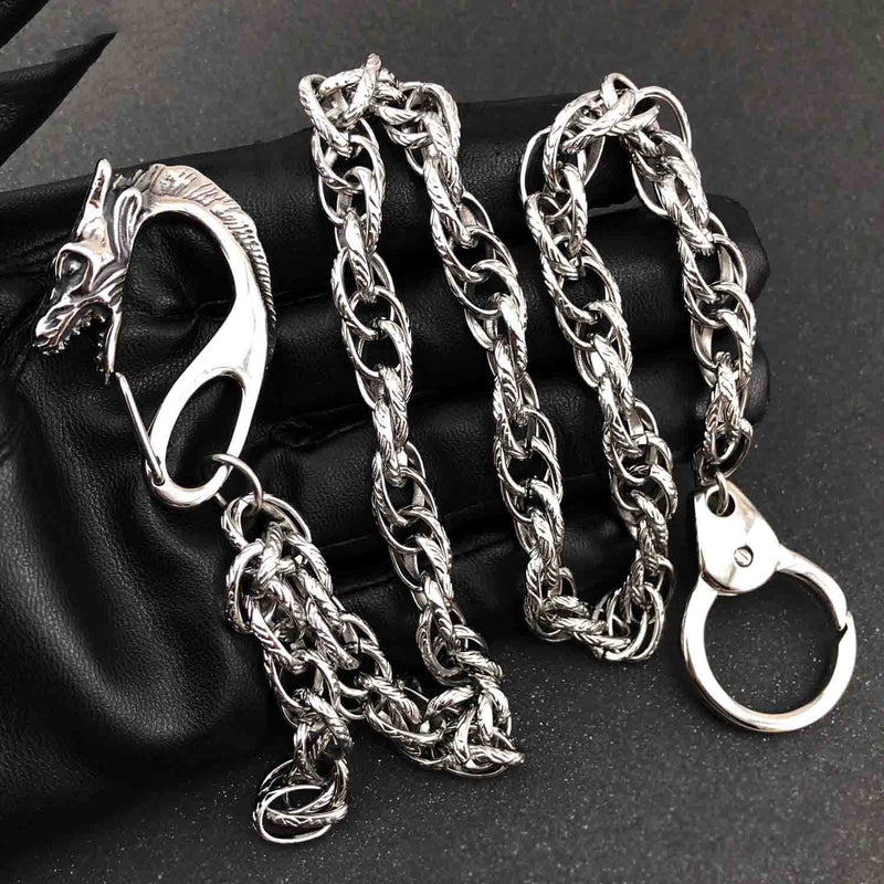 Badass Silver Dragon Mens Long Wallet Chain Pants Chain Key Chain