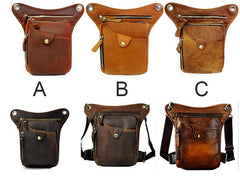 Leather Leg Bag Belt Pouch Mens Waist Bag Shoulder Bag for Men