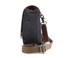 Mens Waxed Canvas Leather Triangular Side Bag Canvas Courier Bags for Men - iwalletsmen