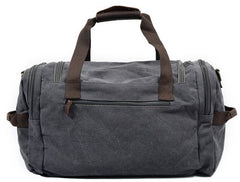 Mens Black Canvas Leather Weekender Bag Canvas Travel Shoulder Bags for Men - iwalletsmen