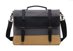 Mens Canvas Leather Briefcase Handbag Work Bag Business Bag for Men - iwalletsmen