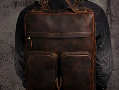 Cool Mens Leather Backpack Vintage Travel Backpack School Backpack for men - iwalletsmen