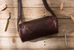 Cool Leather Mens Barrel Shoulder Bag Coffee Messenger Bags for Men - iwalletsmen