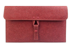 Handmade Leather Floral Tooled Mens Clutch Cool Slim Wallet Zipper Clutch Wristlet Wallet for Men