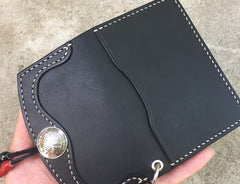 Handmade Leather Mens Cool Slim Leather Envelope Wallet Men Small Wallets Bifold for Men