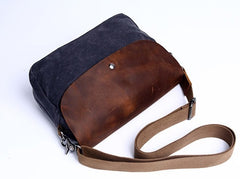 Mens Waxed Canvas Leather Small Side Bag Canvas Courier Bags for Men - iwalletsmen