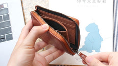 Leather Mens Zipper Small Wallet Slim Wallet Front Pocket Wallet Card Wallet for Men - iwalletsmen