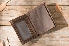 Cool Leather Vintage Mens Slim Small Wallets Zipper billfold Wallets for Men - iwalletsmen