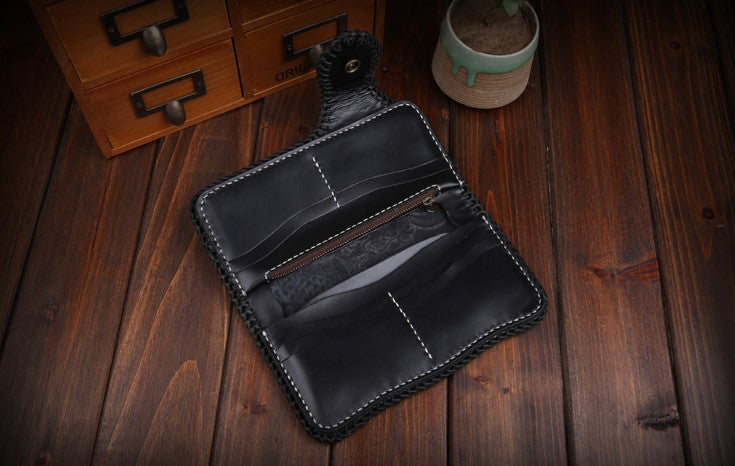 Handmade Leather Carp Mens Chain Biker Wallet Cool Leather Wallet With ...