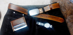 Handmade Vintage Brown Leather Mens Belt Leather Belt for Men - iwalletsmen