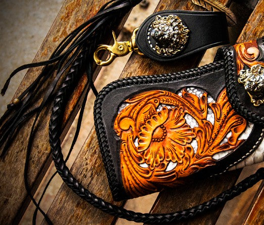 Flaquito Leather — Custom Hand Tooled Leather Long Wallet. Your  image/design or idea. Chain Wallet. Biker Wallet. Roper