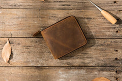 Cool Leather Vintage Mens Small Wallets Zipper billfold Wallets for Men - iwalletsmen