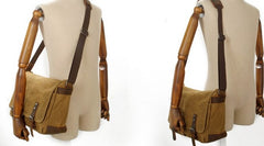 Mens Waxed Canvas Camera Messenger Bag Side Bag Camera Shoulder Bag for Men - iwalletsmen