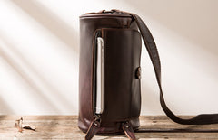 Cool Leather Mens Barrel Shoulder Bag Coffee Messenger Bags for Men - iwalletsmen