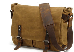 Mens Waxed Canvas Camera Messenger Bag Side Bag Camera Shoulder Bag for Men - iwalletsmen