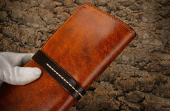 Handmade Leather Mens Clutch Wallet Cool Leather Wallet Long Phone Wallets for Men