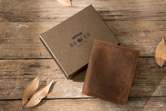 Cool Leather Vintage Mens Slim Small Wallets Zipper billfold Wallets for Men - iwalletsmen