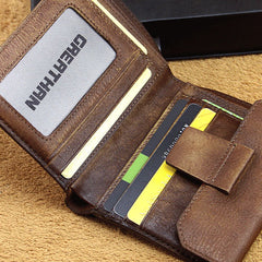 Handmade Mens Cool billfold Leather Wallet Men Small Wallets Trifold for Men - iwalletsmen