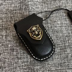 Handmade Black Leather Mens BUICK Lacrosse Car Key Case Beige Regal Car Key Holder with Belt Loop/Belt Clip - iwalletsmen