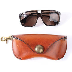 Handmade Mens Cool Brown Leather Glasses Case Glasses Box Glasses Holder Sunglasses Case for Men - iwalletsmen