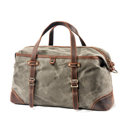 Casual Waxed Canvas Leather Mens Large Travel Green Weekender Bag Black Duffle Bag for Men - iwalletsmen