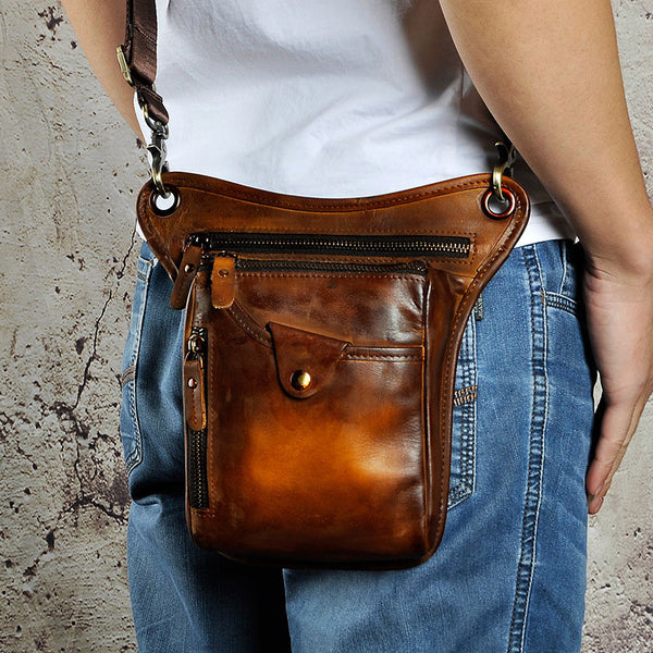 Cool Leather Biker Drop Leg Bag Mens Belt Pouch Waist Bag Shoulder Bag ...