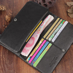 Genuine Leather Mens Cool Long Leather Wallet Bifold Clutch Wallet for Men - iwalletsmen