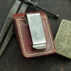 Cool Brown Leather Mens Holster Zippo Lighter Case Standard Zippo Lighter Holder with Belt Clip For Men - iwalletsmen