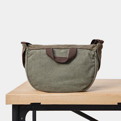 Canvas Mens Small Side Bags Green Canvas Saddle Messenger Bags Canvas Courier Bag for Men - iwalletsmen