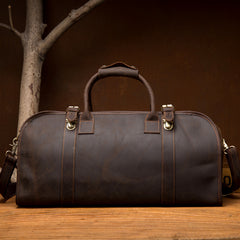 Cool Leather Mens Weekender Bag Shoulder Travel Bag Duffle Bag Coffee luggage Bag for Men - iwalletsmen