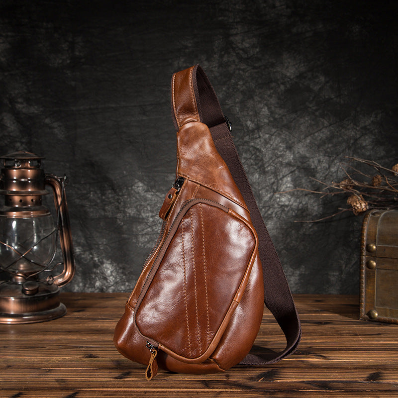 Brown Mens Sling Backpack Leather Sling Bag for Men Single 