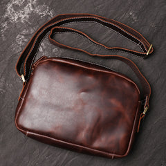 Casual Leather Mens Brown Side Bag Small Messenger BAG Brown Courier Bag FOR MEN - iwalletsmen