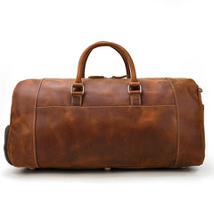 Cool Brown Leather Men's Overnight Bag Travel Bag Luggage Weekender Bag For Men - iwalletsmen