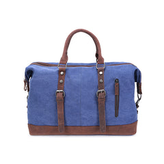 Canvas Leather Mens Large Blue Weekender Shoulder Bag Green Travel Duffle Bag Luggage Bag for Men - iwalletsmen