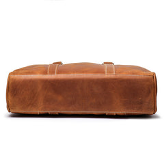 Vintage Brown  Leather Men's Professional Briefcase 14inch Computer Briefcase Handbag For Men - iwalletsmen