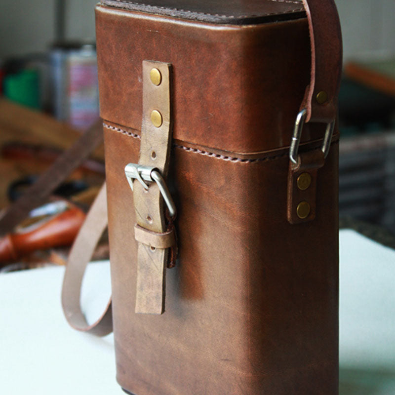 Handmade Leather Mens Box Bag Small Shoulder Bag Messenger Bag for