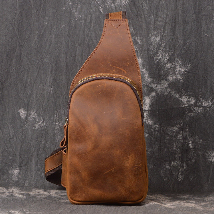 Brown Mens Sling Backpack Leather Sling Bag for Men Single 