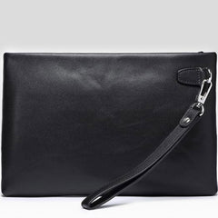 Handmade Leather Mens Clutch Cool Slim Wallet Zipper Clutch Wristlet Wallet for Men - iwalletsmen