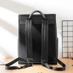 Black Fashion Mens Leather 15-inch Computer Backpacks Business Travel Backpacks College Backpack for men - iwalletsmen