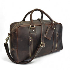 Casual Brown Leather Men's Overnight Bag Travel Bag Luggage Weekender Bag For Men - iwalletsmen