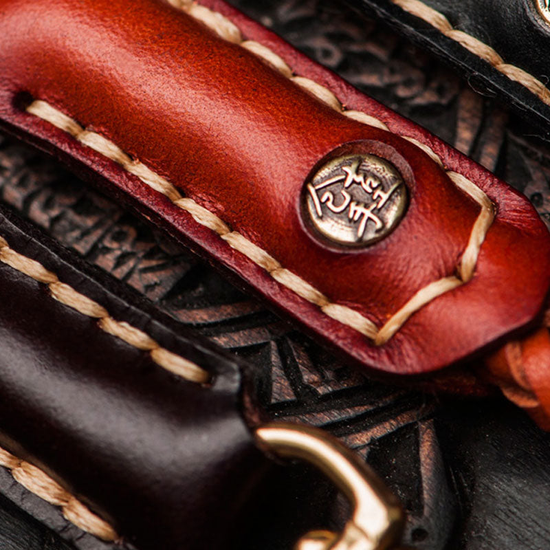 Biker long Wallet chain Genuine Leather Brown anchor Trucker Handmade –  Jack's Club
