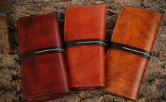 Handmade Leather Mens Clutch Wallet Cool Leather Wallet Long Phone Wallets for Men