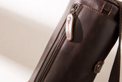 Cool Leather Mens Barrel Shoulder Bag Coffee Messenger Bags for Men - iwalletsmen