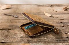 Cool Leather Vintage Mens Small Wallets Zipper billfold Wallets for Men - iwalletsmen