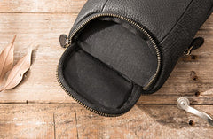 Black Leather Belt Pouch Mens Waist Bag Shoulder Bag for Men - iwalletsmen